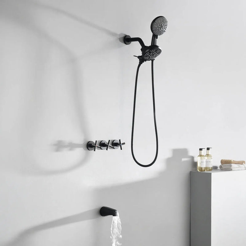 3 Handles 2 in 1 Round Tub Shower Faucet with 7-Spray Dual Shower Heads and Tub Spout 3-handles-2-in-1-round-tub-shower-faucet-with-7-spray-dual-shower-heads-and-tub-spout 