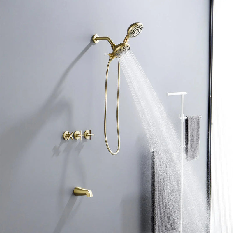 3 Handles 2 in 1 Round Tub Shower Faucet with 7-Spray Dual Shower Heads and Tub Spout 3-handles-2-in-1-round-tub-shower-faucet-with-7-spray-dual-shower-heads-and-tub-spout 