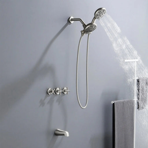 3 Handles 2 in 1 Round Tub Shower Faucet with 7-Spray Dual Shower Heads and Tub Spout 3-handles-2-in-1-round-tub-shower-faucet-with-7-spray-dual-shower-heads-and-tub-spout 