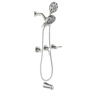 3 Handles Tub Shower Faucet with Round 6-Spray 2 In 1 Dual Shower Head and Tub Spout 3-handles-tub-shower-faucet-with-round-6-spray-2-in-1-dual-shower-head-and-tub-spout Brushed Nickel / Brass & SUS304 & ABS / 17.3*10.1*5.4 inches