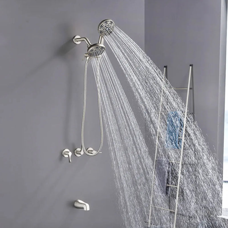 3 Handles Tub Shower Faucet with Round 6-Spray 2 In 1 Dual Shower Head and Tub Spout 3-handles-tub-shower-faucet-with-round-6-spray-2-in-1-dual-shower-head-and-tub-spout 