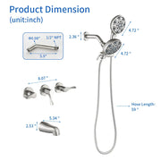 3 Handles Tub Shower Faucet with Round 6-Spray 2 In 1 Dual Shower Head and Tub Spout 3-handles-tub-shower-faucet-with-round-6-spray-2-in-1-dual-shower-head-and-tub-spout 
