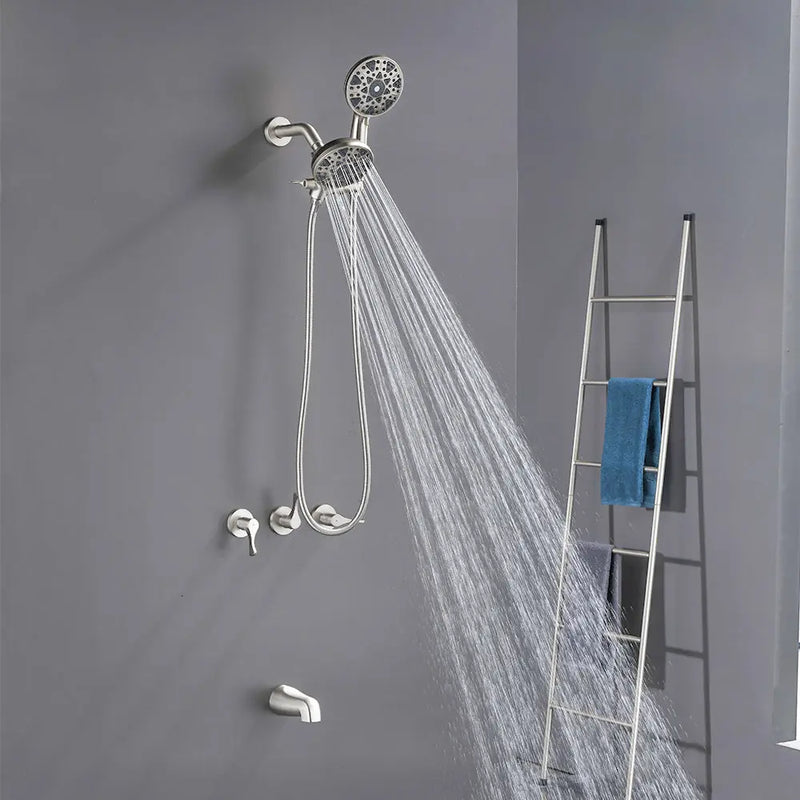 3 Handles Tub Shower Faucet with Round 6-Spray 2 In 1 Dual Shower Head and Tub Spout 3-handles-tub-shower-faucet-with-round-6-spray-2-in-1-dual-shower-head-and-tub-spout 