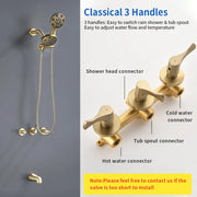 3 Handles Tub Shower Faucet with Round 6-Spray 2 In 1 Dual Shower Head and Tub Spout 3-handles-tub-shower-faucet-with-round-6-spray-2-in-1-dual-shower-head-and-tub-spout 