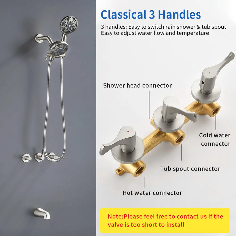 3 Handles Tub Shower Faucet with Round 6-Spray 2 In 1 Dual Shower Head and Tub Spout 3-handles-tub-shower-faucet-with-round-6-spray-2-in-1-dual-shower-head-and-tub-spout 