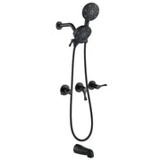 3 Handles Tub Shower Faucet with Round 6-Spray 2 In 1 Dual Shower Head and Tub Spout 3-handles-tub-shower-faucet-with-round-6-spray-2-in-1-dual-shower-head-and-tub-spout Matte Black / Brass & SUS304 & ABS / 17.3*10.1*5.4 inches