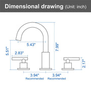 3 Hole Brass Bathroom Sink Faucet, 2 Handle 8 Inch Widespread Laundry Sink Faucet  Black shamanda-3-hole-widespread-faucet-black 