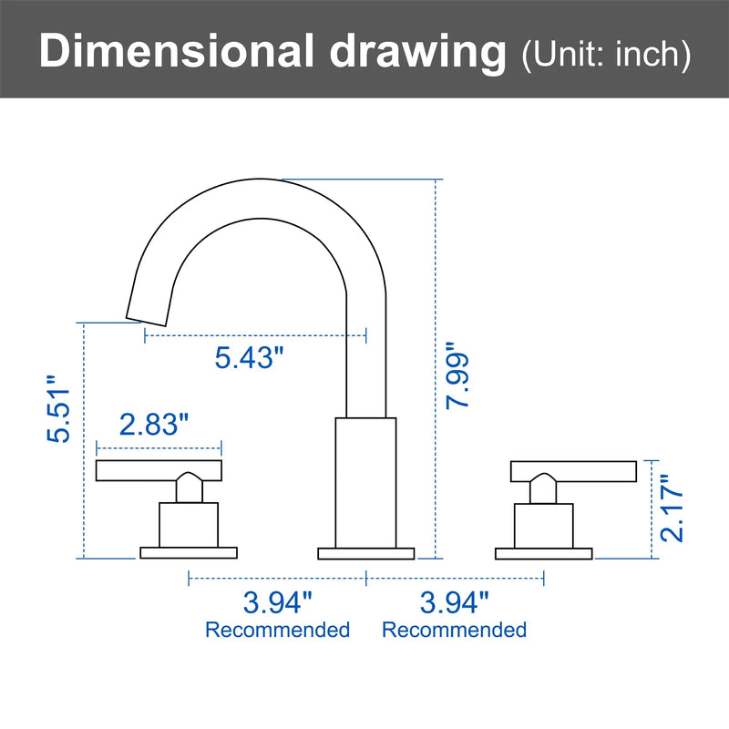 3 Hole Brass Bathroom Sink Faucet, 2 Handle 8 Inch Widespread Laundry Sink Faucet  Black shamanda-3-hole-widespread-faucet-black 