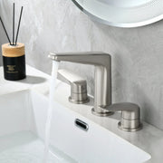 3 Piece Bathroom Sink Faucet Deck Mount Brass 2 Handle 8 In. Widespread Wash Basin Faucet with Popup Drain 3-piece-bathroom-sink-faucet-deck-mount-brass-2-handle-8-in-widespread-wash-basin-faucet-with-popup-drain Brushed Nickel / Brass & Stainless Steel / 16.5*11.2*3.5inches