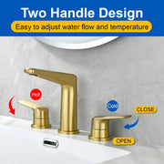 3 Piece Bathroom Sink Faucet Deck Mount Brass 2 Handle 8 In. Widespread Wash Basin Faucet with Popup Drain 3-piece-bathroom-sink-faucet-deck-mount-brass-2-handle-8-in-widespread-wash-basin-faucet-with-popup-drain 