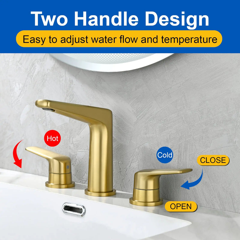 3 Piece Bathroom Sink Faucet Deck Mount Brass 2 Handle 8 In. Widespread Wash Basin Faucet with Popup Drain 3-piece-bathroom-sink-faucet-deck-mount-brass-2-handle-8-in-widespread-wash-basin-faucet-with-popup-drain 
