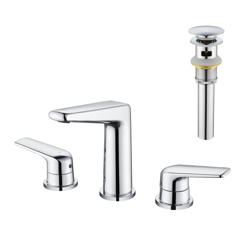 3 Piece Bathroom Sink Faucet Deck Mount Brass 2 Handle 8 In. Widespread Wash Basin Faucet with Popup Drain 3-piece-bathroom-sink-faucet-deck-mount-brass-2-handle-8-in-widespread-wash-basin-faucet-with-popup-drain 