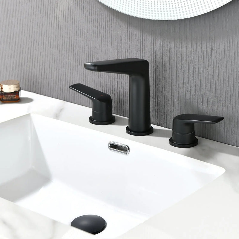3 Piece Bathroom Sink Faucet Deck Mount Brass 2 Handle 8 In. Widespread Wash Basin Faucet with Popup Drain 3-piece-bathroom-sink-faucet-deck-mount-brass-2-handle-8-in-widespread-wash-basin-faucet-with-popup-drain 