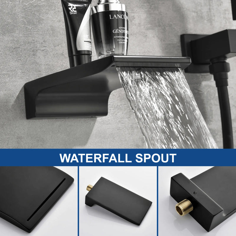 3 Piece Waterfall Wall Mount Bath Tub Filler Faucet with 3 Setting Handheld Sprayer 3-piece-waterfall-wall-mount-bath-tub-filler-faucet-with-3-setting-handheld-sprayer 