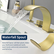 4-Hole Roman Bath Faucet Hot Cold Water Mixer Deck Mount Waterfall Tub Faucet with Hand Shower - Matte Black, Brushed Nickel, Brushed Gold hot-cold-water-mixer-4-hole-deck-mount-roman-bath-faucet-with-hand-shower 