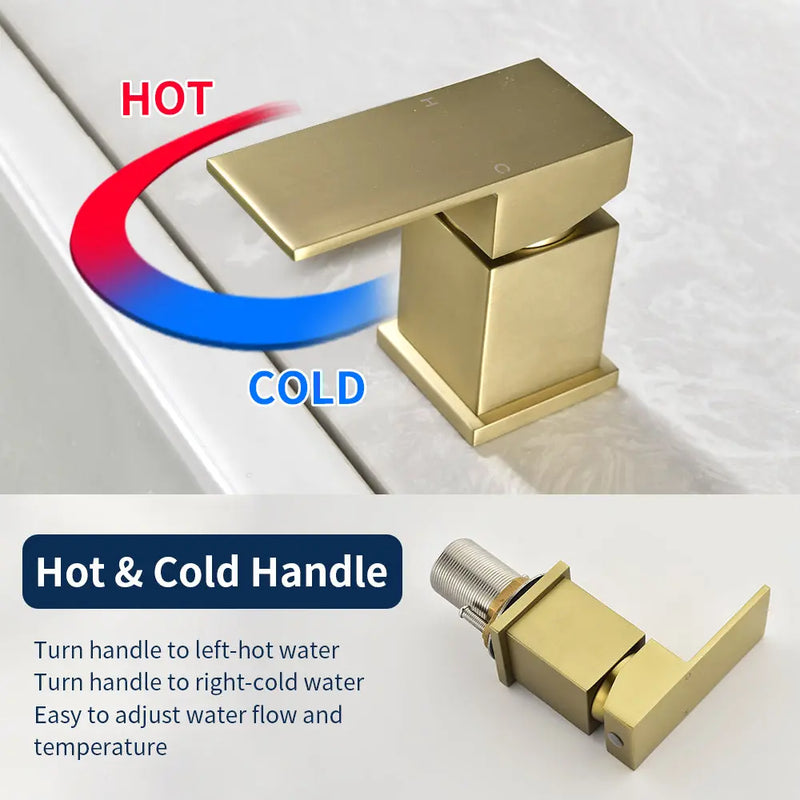 4-Hole Roman Bath Faucet Hot Cold Water Mixer Deck Mount Waterfall Tub Faucet with Hand Shower - Matte Black, Brushed Nickel, Brushed Gold hot-cold-water-mixer-4-hole-deck-mount-roman-bath-faucet-with-hand-shower 