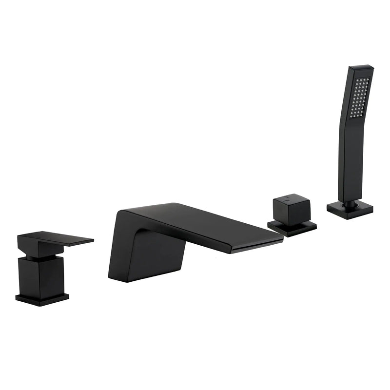 4-Hole Waterfall Deck-Mount Bathtub Faucet with Sprayer High Flow Roman Tub Filler with Hand Shower 4-hole-waterfall-deck-mount-bathtub-faucet-with-sprayer-high-flow-roman-tub-filler-with-hand-shower 