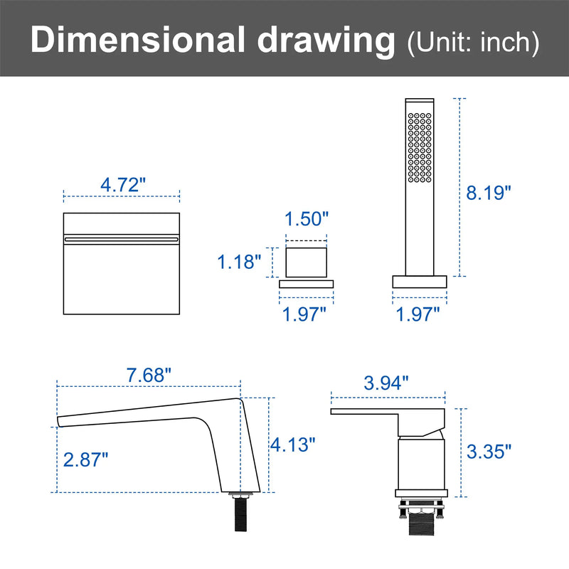 4-Hole Waterfall Deck-Mount Bathtub Faucet with Sprayer High Flow Roman Tub Filler with Hand Shower 4-hole-waterfall-deck-mount-bathtub-faucet-with-sprayer-high-flow-roman-tub-filler-with-hand-shower 
