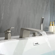 4-Hole Waterfall Deck-Mount Bathtub Faucet with Sprayer High Flow Roman Tub Filler with Hand Shower 4-hole-waterfall-deck-mount-bathtub-faucet-with-sprayer-high-flow-roman-tub-filler-with-hand-shower 