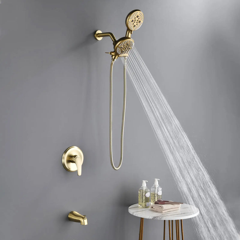4.7 Inch 5-Mode Wall Mount High Pressure ABS Dual Shower Head System with Tub Spout 4-7-inch-5-mode-wall-mount-high-pressure-abs-dual-shower-head-system-with-tub-spout 