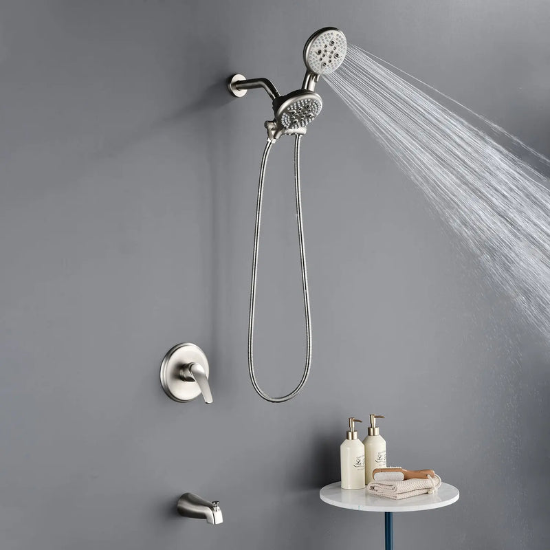 4.7 Inch 5-Mode Wall Mount High Pressure ABS Dual Shower Head System with Tub Spout 4-7-inch-5-mode-wall-mount-high-pressure-abs-dual-shower-head-system-with-tub-spout 