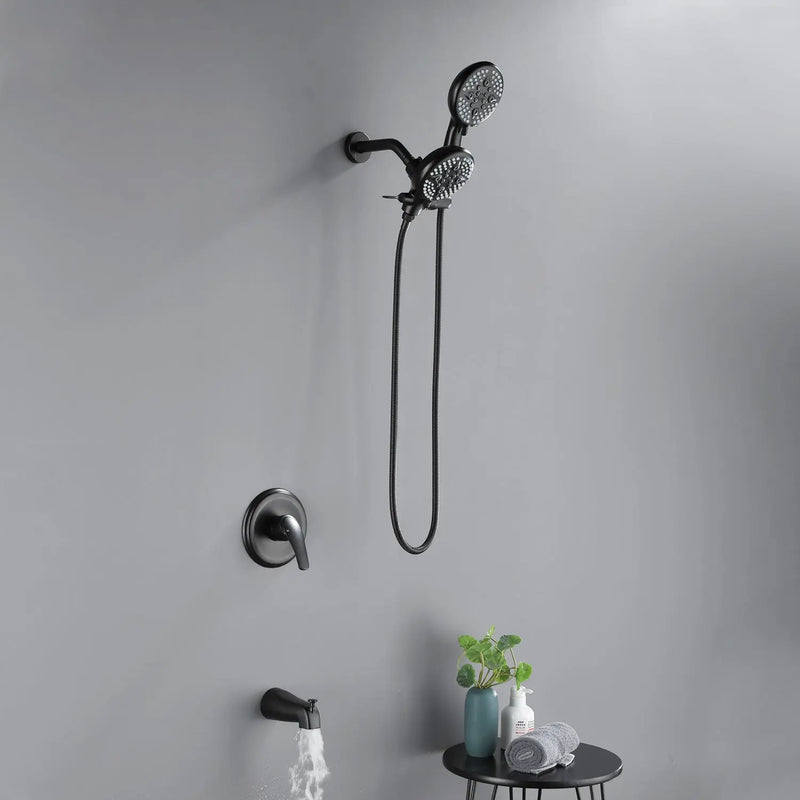4.7 Inch 5-Mode Wall Mount High Pressure ABS Dual Shower Head System with Tub Spout 4-7-inch-5-mode-wall-mount-high-pressure-abs-dual-shower-head-system-with-tub-spout 