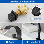 5-Hole Bathtub Mixer Deck Mounted Roman Bath Tub Filler with Hand-Held Shower Sprayer and Waterfall Spout 5-hole-bathtub-mixer-deck-mounted-roman-bath-tub-filler-with-hand-held-shower-sprayer-and-waterfall-spout 