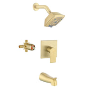 5-setting Tub and Shower Faucet Single-Handle shower trim kit with 5 in. square rain head shower and diverter tub spout 5-setting-tub-and-shower-faucet-single-handle-shower-trim-kit-with-5-in-square-rain-head-shower-and-diverter-tub-spout 