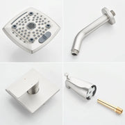 5-setting Tub and Shower Faucet Single-Handle shower trim kit with 5 in. square rain head shower and diverter tub spout 5-setting-tub-and-shower-faucet-single-handle-shower-trim-kit-with-5-in-square-rain-head-shower-and-diverter-tub-spout 