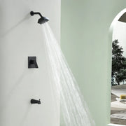 5-setting Tub and Shower Faucet Single-Handle shower trim kit with 5 in. square rain head shower and diverter tub spout 5-setting-tub-and-shower-faucet-single-handle-shower-trim-kit-with-5-in-square-rain-head-shower-and-diverter-tub-spout Matte Black / Brass & SUS304 & ABS / 17.2*10.1*5.4 inch