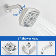 5-setting Tub and Shower Faucet Single-Handle shower trim kit with 5 in. square rain head shower and diverter tub spout 5-setting-tub-and-shower-faucet-single-handle-shower-trim-kit-with-5-in-square-rain-head-shower-and-diverter-tub-spout 
