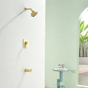 5-setting Tub and Shower Faucet Single-Handle shower trim kit with 5 in. square rain head shower and diverter tub spout 5-setting-tub-and-shower-faucet-single-handle-shower-trim-kit-with-5-in-square-rain-head-shower-and-diverter-tub-spout 