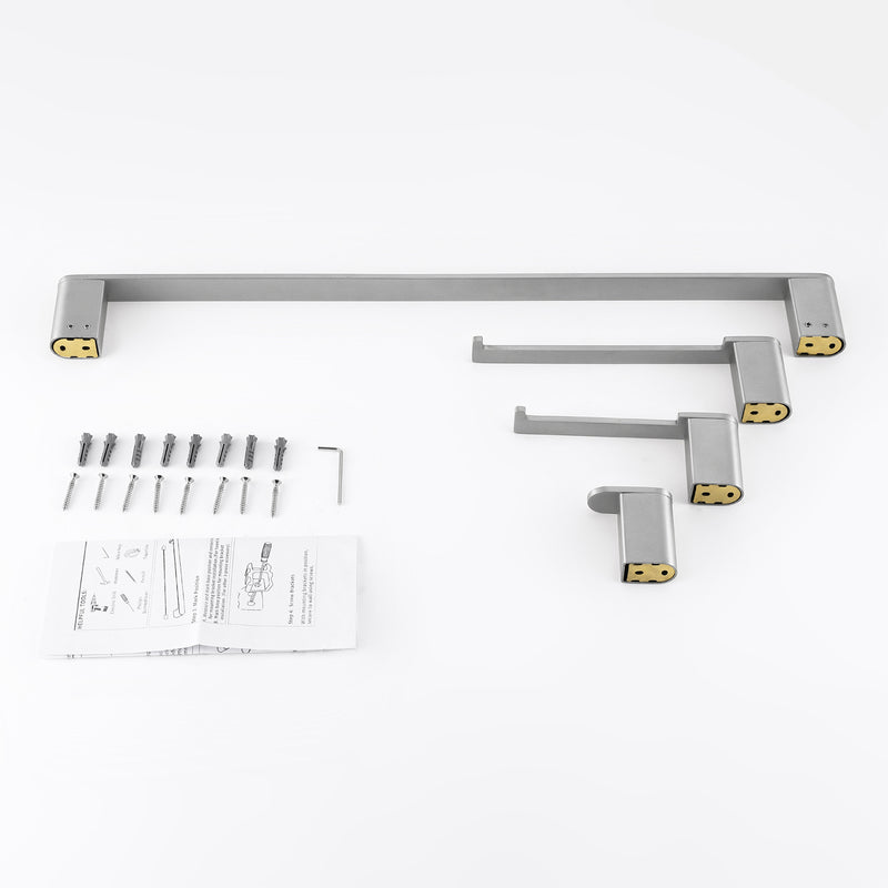 Bathroom Hardware Set, Wall Mount 4-Piece Bath Accessory Towel Rack Set In Brushed Gold, Brushed Nickel, Matte Black