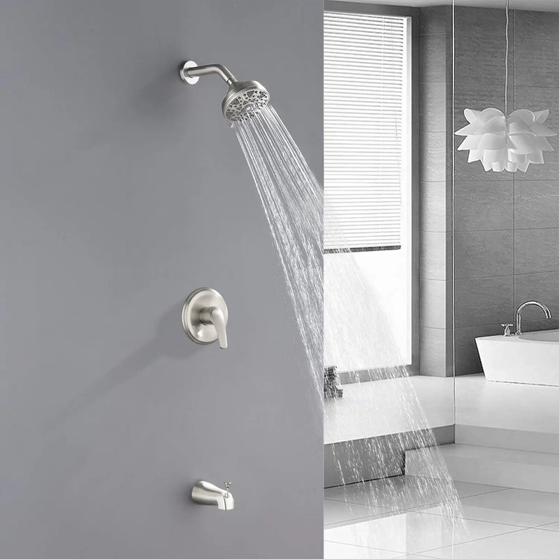 5Inch Tub Shower Faucet Set with 6-Spray Shower Head Wall Mounted Shower Trim Kit with Diverter Bath Spout 5inch-tub-shower-faucet-set-with-6-spray-shower-head-wall-mounted-shower-trim-kit-with-diverter-bath-spout 