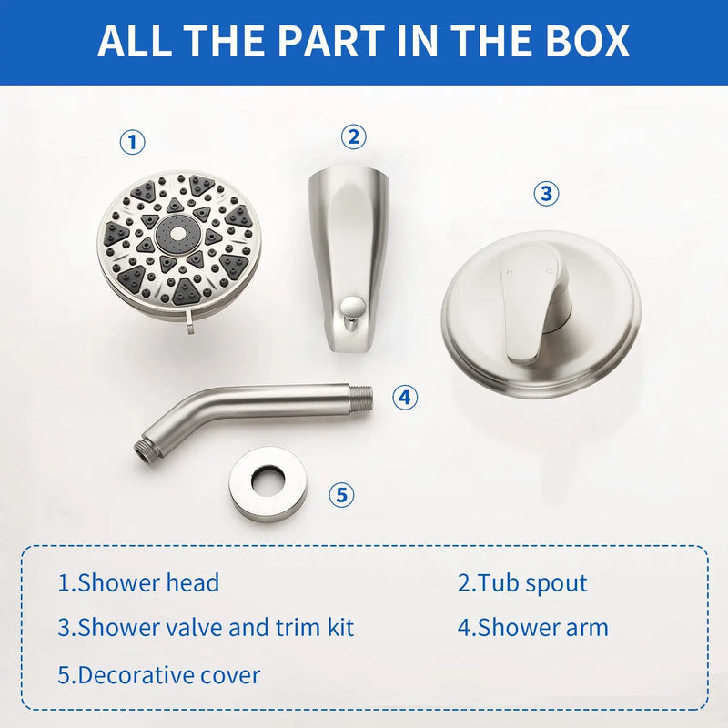 5Inch Tub Shower Faucet Set with 6-Spray Shower Head Wall Mounted Shower Trim Kit with Diverter Bath Spout 5inch-tub-shower-faucet-set-with-6-spray-shower-head-wall-mounted-shower-trim-kit-with-diverter-bath-spout 