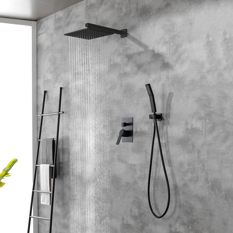 SHAMANDA Shower System Brass 10 Inch Bathroom Shower Faucet Combo Set with Handheld Spray Dual Functions Wall Mount