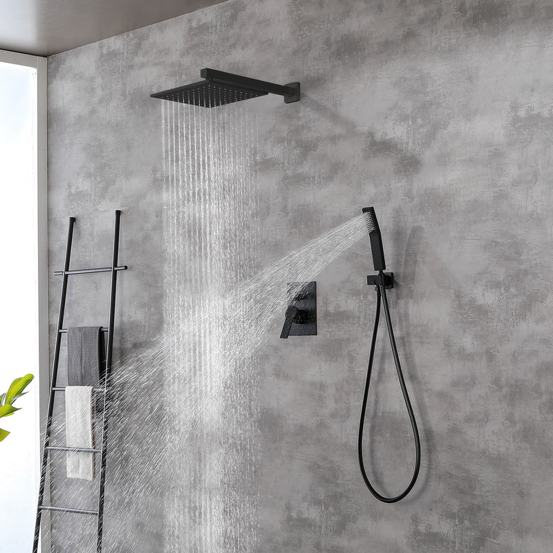 SHAMANDA Shower System Brass 10 Inch Bathroom Shower Faucet Combo Set with Handheld Spray Dual Functions Wall Mount