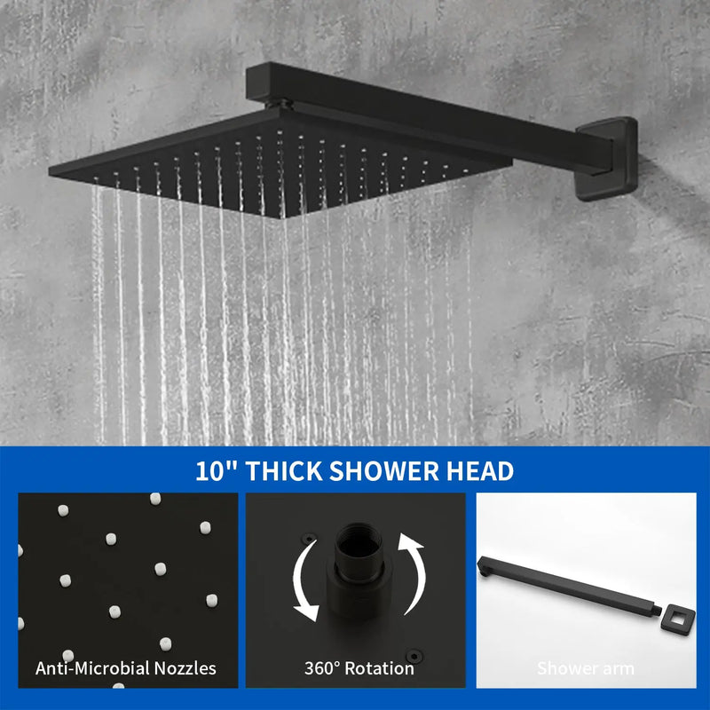 SHAMANDA Shower System Brass 10 Inch Bathroom Shower Faucet Combo Set with Handheld Spray Dual Functions Wall Mount