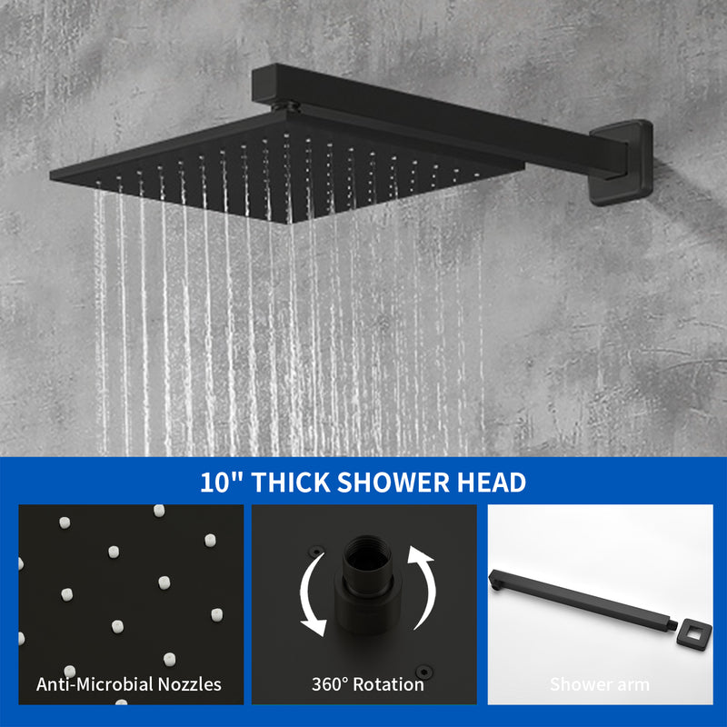 SHAMANDA Shower System Brass 10 Inch Bathroom Shower Faucet Combo Set with Handheld Spray Dual Functions Wall Mount