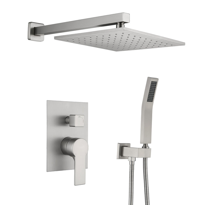 SHAMANDA Shower System Brass 10 Inch Bathroom Shower Faucet Combo Set with Handheld Spray Dual Functions Wall Mount