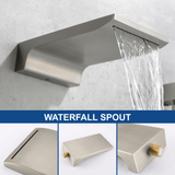 3 Piece Waterfall Wall Mount Bath Tub Filler Faucet with 3 Setting Handheld Sprayer