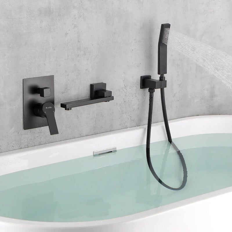 Bathroom Shower System Rainfall Handheld Shower With Faucet Set Tub Spout Wall Mounted Shower Head Trim Kit With Rough-In Valve