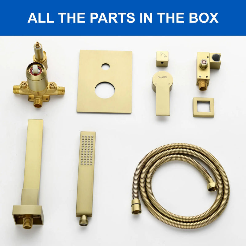 Bathroom Shower System Rainfall Handheld Shower With Faucet Set Tub Spout Wall Mounted Shower Head Trim Kit With Rough-In Valve