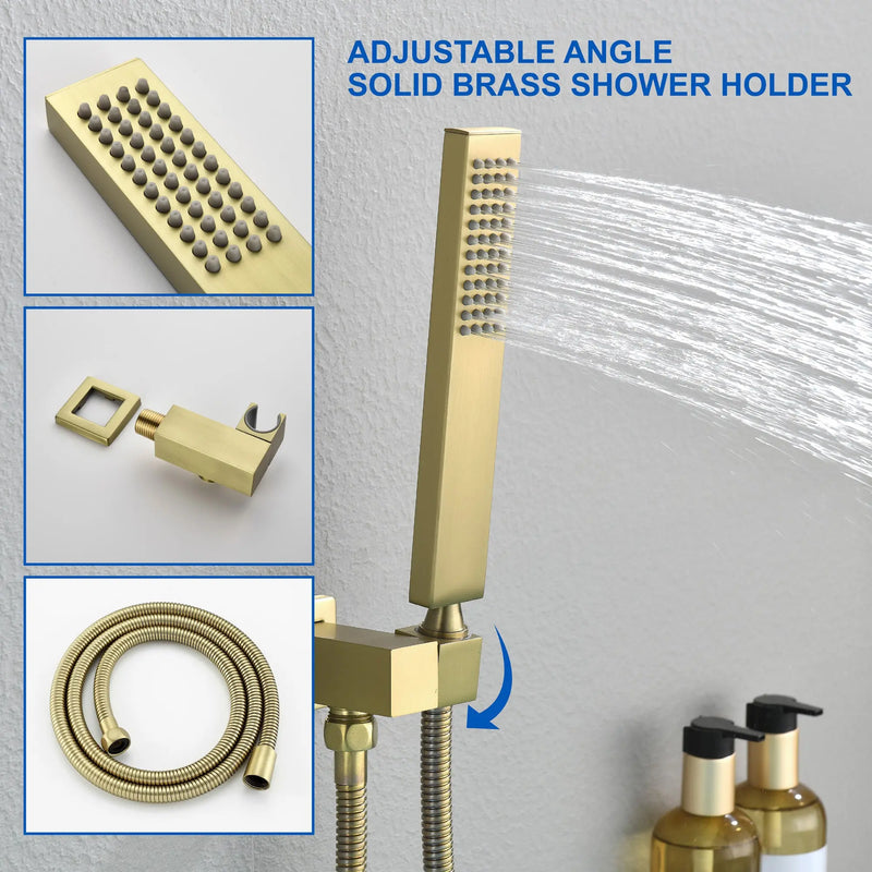 Bathroom Shower System Rainfall Handheld Shower With Faucet Set Tub Spout Wall Mounted Shower Head Trim Kit With Rough-In Valve