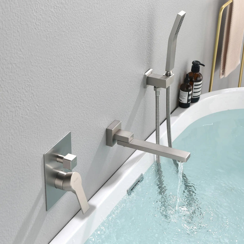 Bathroom Shower System Rainfall Handheld Shower With Faucet Set Tub Spout Wall Mounted Shower Head Trim Kit With Rough-In Valve