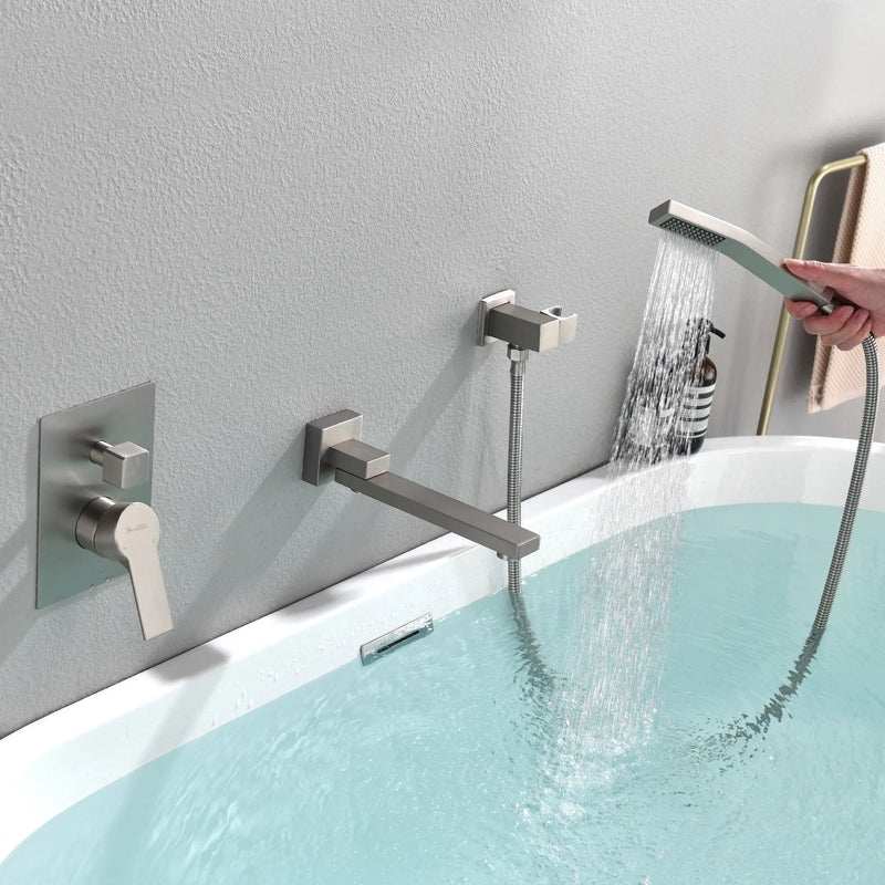 Bathroom Shower System Rainfall Handheld Shower With Faucet Set Tub Spout Wall Mounted Shower Head Trim Kit With Rough-In Valve