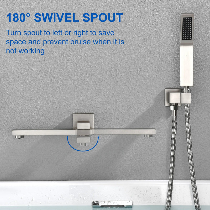 Bathroom Shower System Rainfall Handheld Shower With Faucet Set Tub Spout Wall Mounted Shower Head Trim Kit With Rough-In Valve