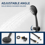 Two way Bathroom Shower Faucet Set with 10 inch Round ultra slim shower head & 5-Spray Hand Shower - Brushed Gold, Brushed Nickel, Matte Black