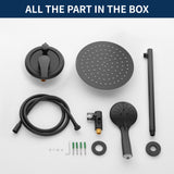 Two way Bathroom Shower Faucet Set with 10 inch Round ultra slim shower head & 5-Spray Hand Shower - Brushed Gold, Brushed Nickel, Matte Black