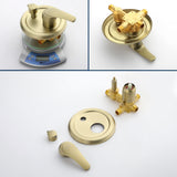 Two way Bathroom Shower Faucet Set with 10 inch Round ultra slim shower head & 5-Spray Hand Shower - Brushed Gold, Brushed Nickel, Matte Black